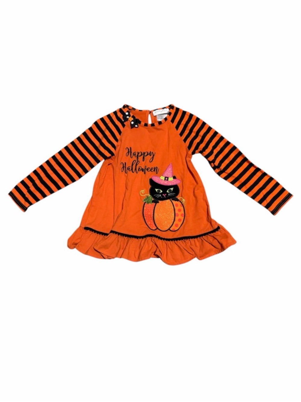 Happy Halloween Orange & Black Cat Pumpkin Shirt